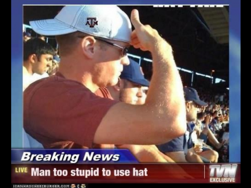 Man too stupid to use hat